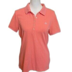 Aeropostale womens' A87 pique polo shirt, short sleeve, coral orange/pink XL